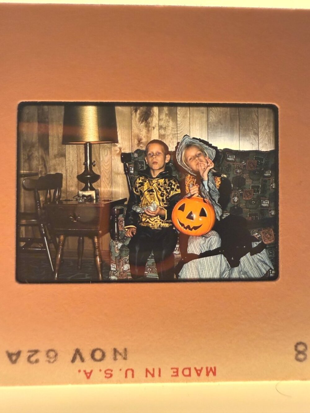 Vintage 1962 Halloween Costume Kids Kodachrome Slides Pumpkin Lot 4 Kodak USA